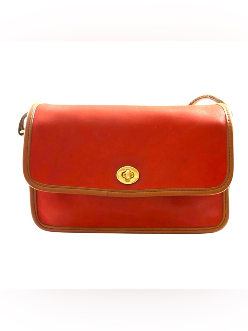 Coach Vintage 90s Spectator Compartment Bag 6850 Red Leather Tabac Trim